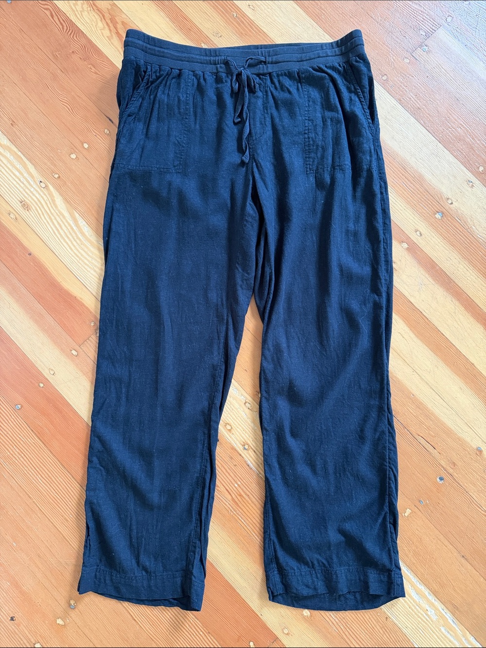 Caslon‎ Black Linen Blend Pull On Pants Large
